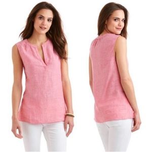 Vineyard Vines pink chambray linen sleeveless tunic shirt top XXS
